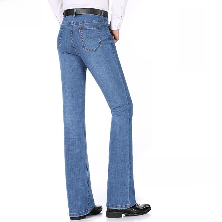 Retro High Waist Flare Denim Pants for Men