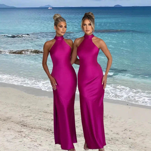 Design-sense satin split dress