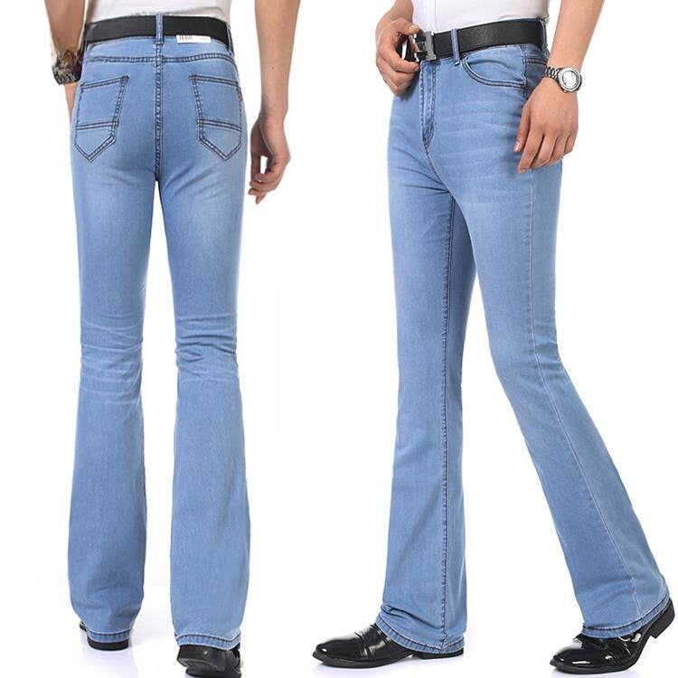 Retro High Waist Flare Denim Pants for Men