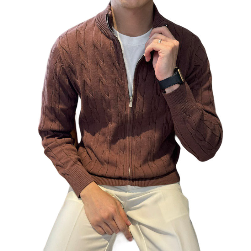 Plus-size cable knit sweater for men