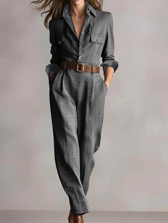 Classic Checkered Wide-leg Jumpsuit for Women