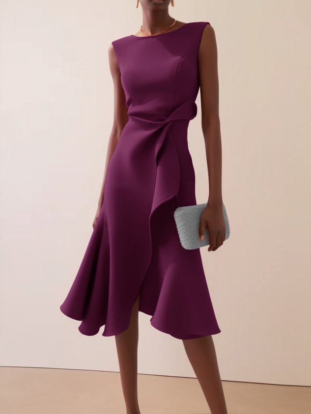 Sleeveless Round Neck Elegant Dress
