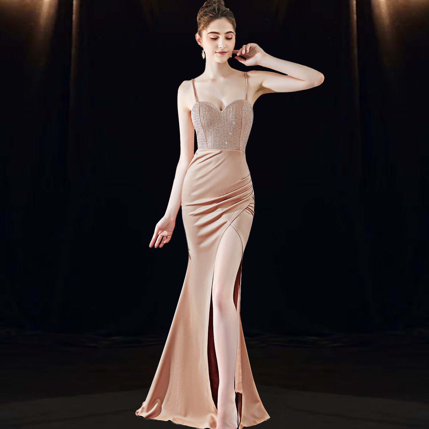 Off-Shoulder Suspender Evening Dress