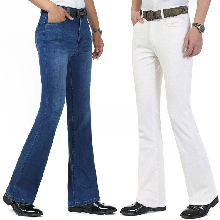 Retro High Waist Flare Denim Pants for Men