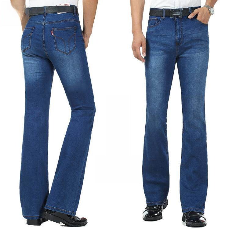 Retro High Waist Flare Denim Pants for Men