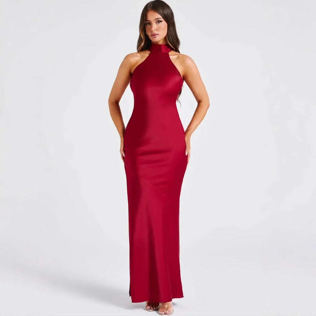 Design-sense satin split dress