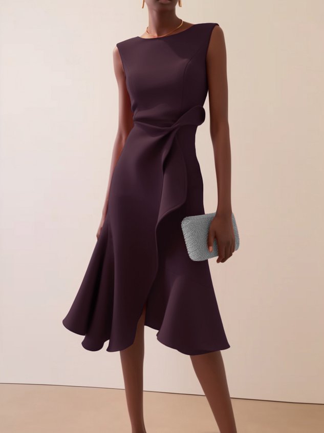Sleeveless Round Neck Elegant Dress