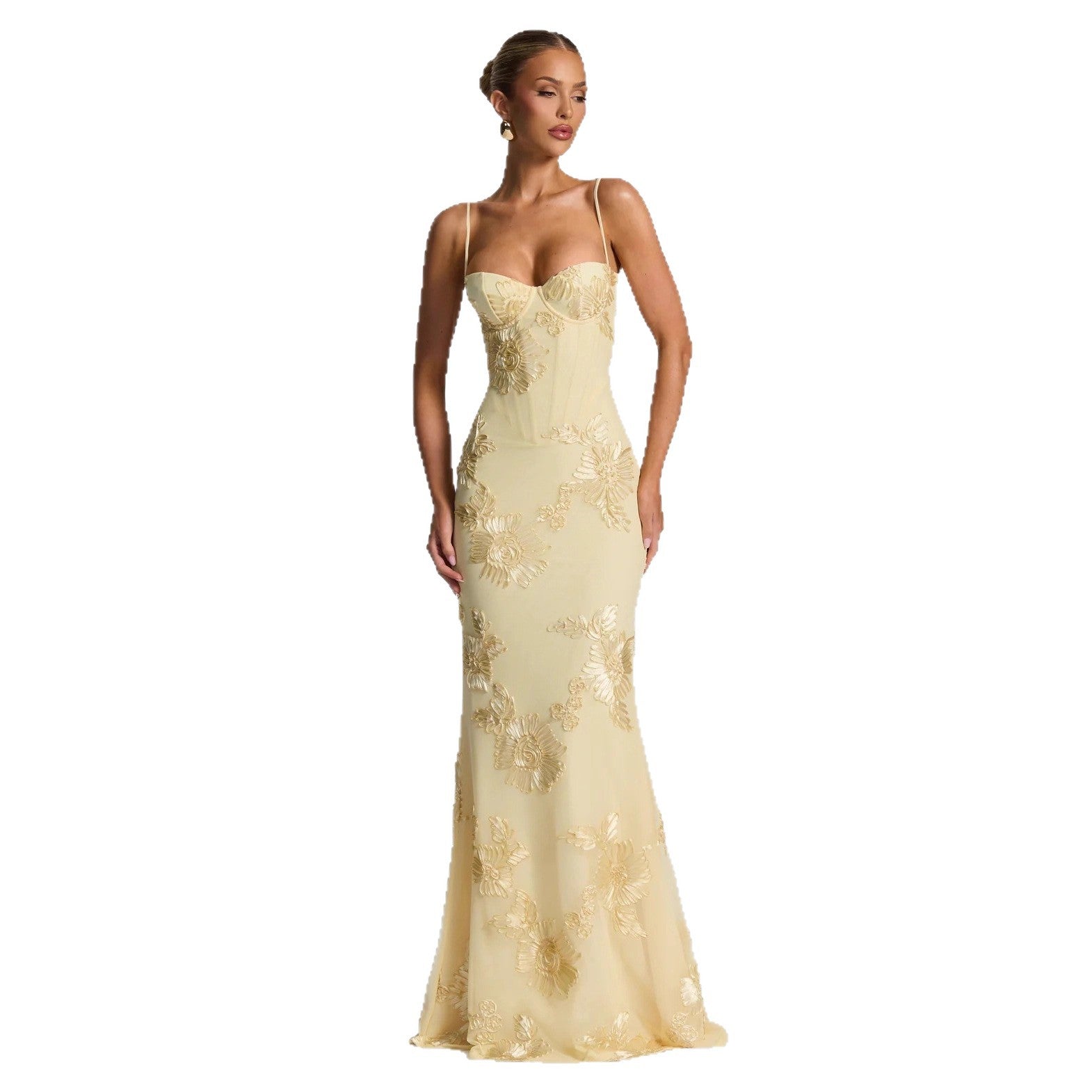 Elegant Floral Backless Long Dress for Women