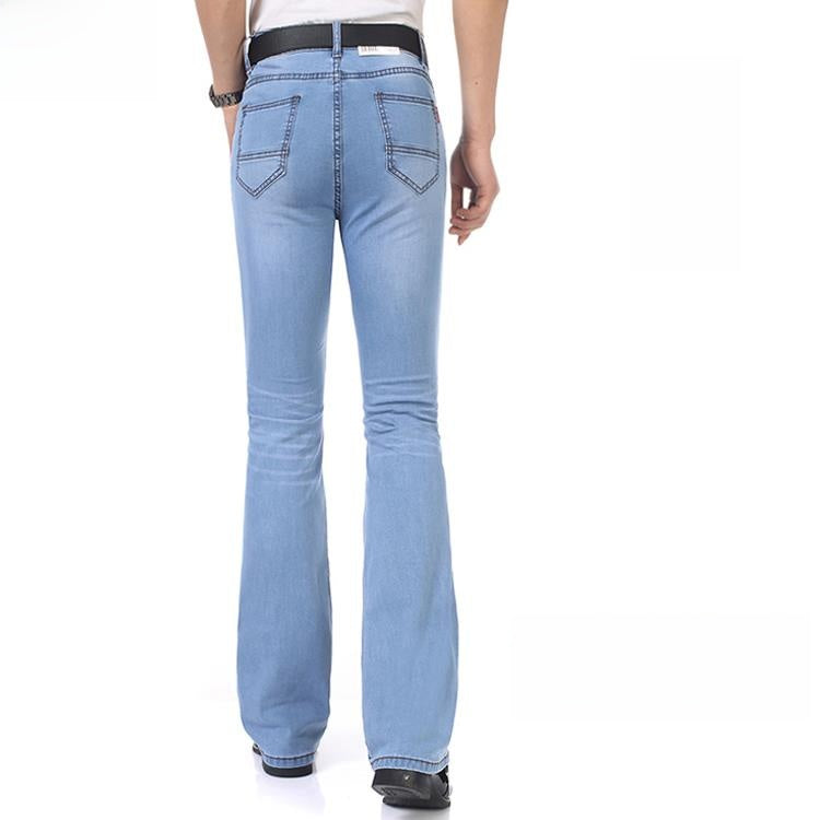 Retro High Waist Flare Denim Pants for Men