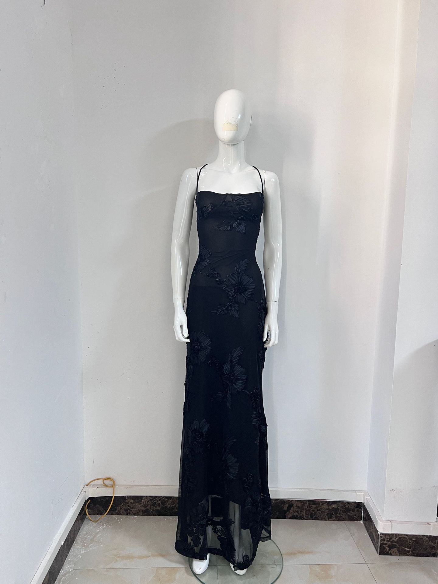 Elegant Floral Backless Long Dress for Women