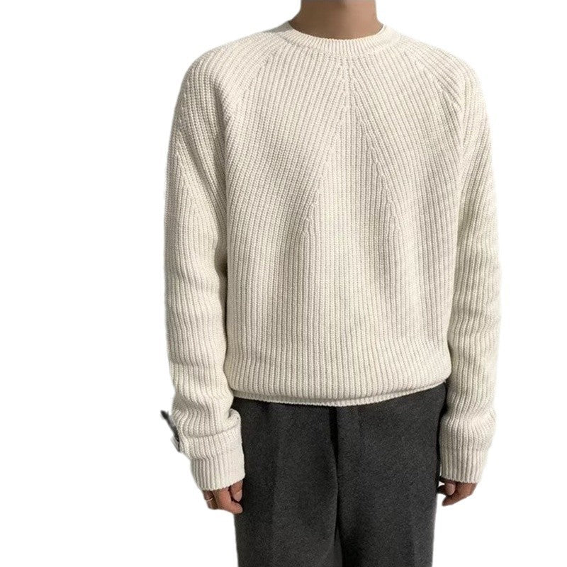Mens Solid Color Pullover Sweater
