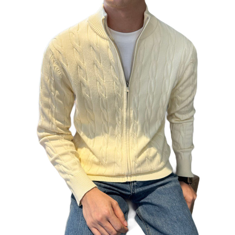 Plus-size cable knit sweater for men