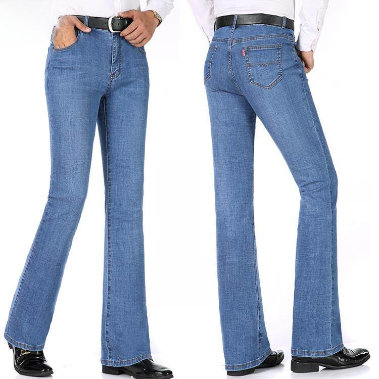 Retro High Waist Flare Denim Pants for Men