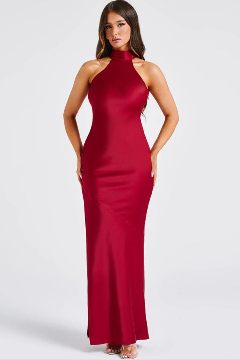 Design-sense satin split dress