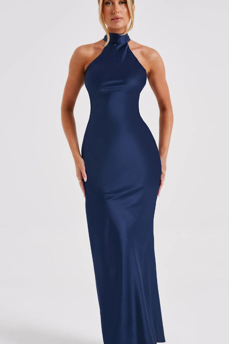 Design-sense satin split dress