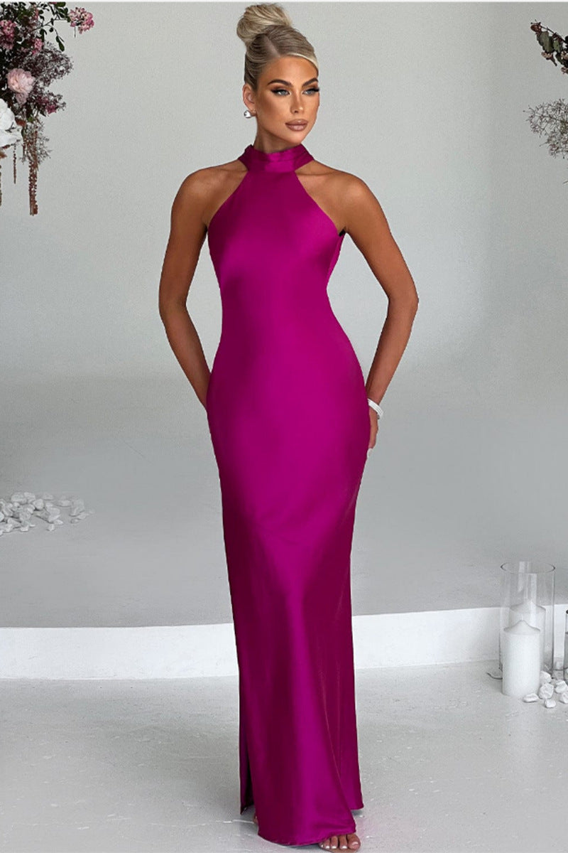 Design-sense satin split dress