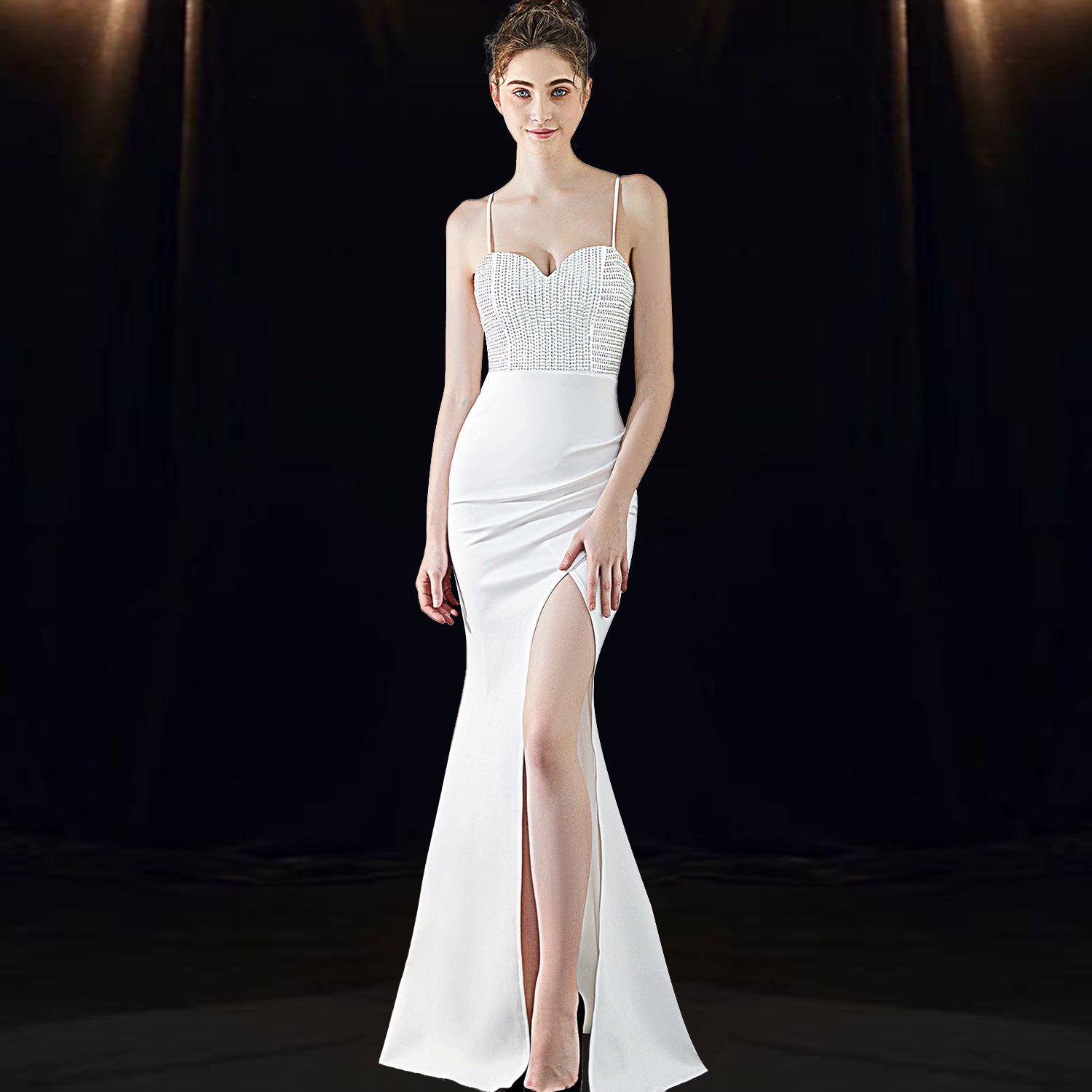 Off-Shoulder Suspender Evening Dress